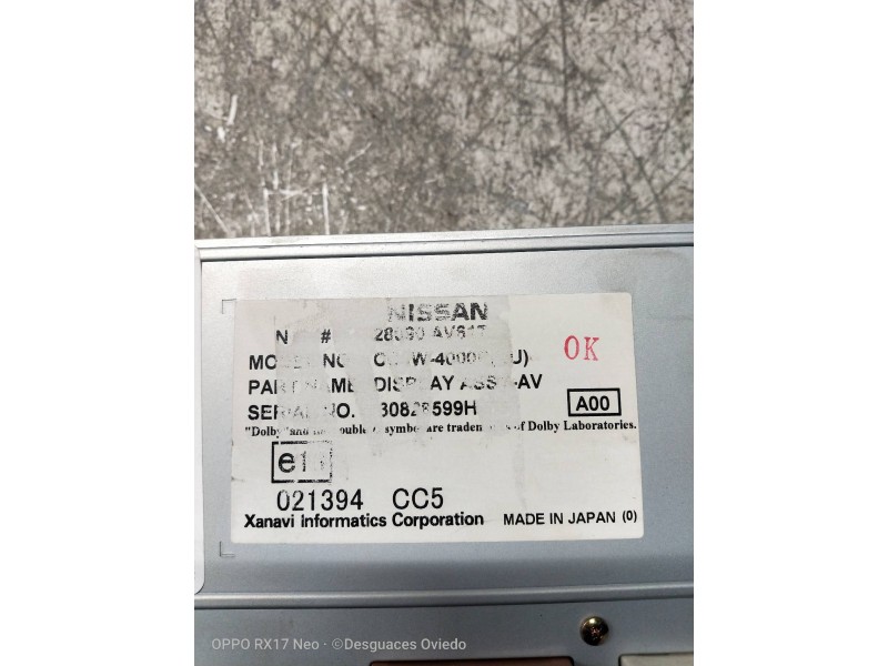 Recambio de pantalla multifuncion para nissan primera berlina (p12) acenta referencia OEM IAM 28090AV617  