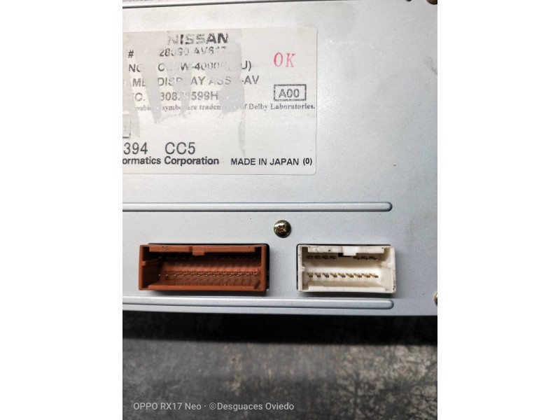 Recambio de pantalla multifuncion para nissan primera berlina (p12) acenta referencia OEM IAM 28090AV617  