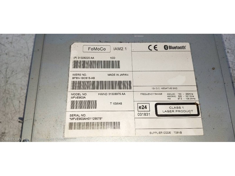 Recambio de sistema audio / radio cd para volvo v60 kombi kinetic referencia OEM IAM BF6N18C815AB  