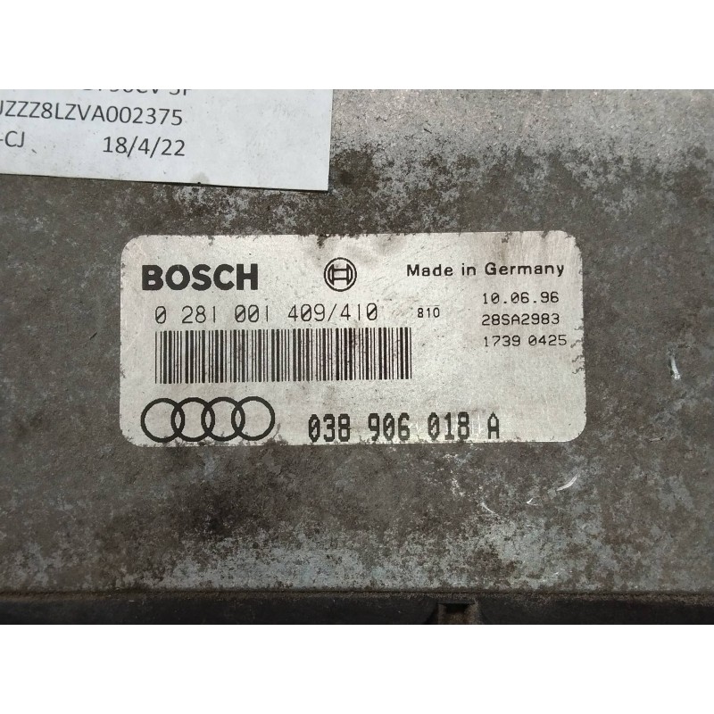 Recambio de centralita motor uce para audi a3 (8l) 1.9 tdi ambiente referencia OEM IAM 0281001409 0281001410 038906018A