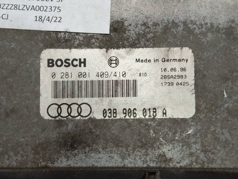 Recambio de centralita motor uce para audi a3 (8l) 1.9 tdi ambiente referencia OEM IAM 0281001409 0281001410 038906018A