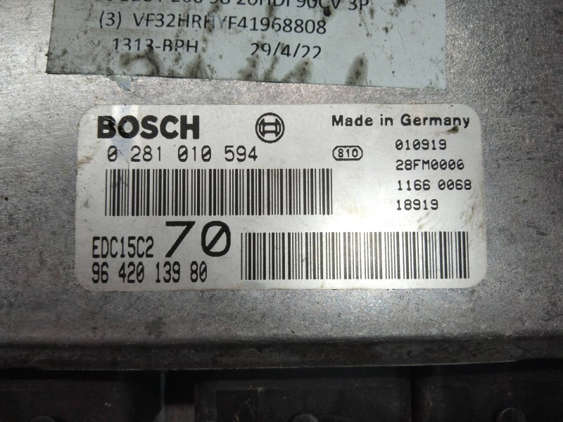 Recambio de centralita motor uce para peugeot 206 berlina xs referencia OEM IAM 0281010594 9642013980 EDC15C2 70