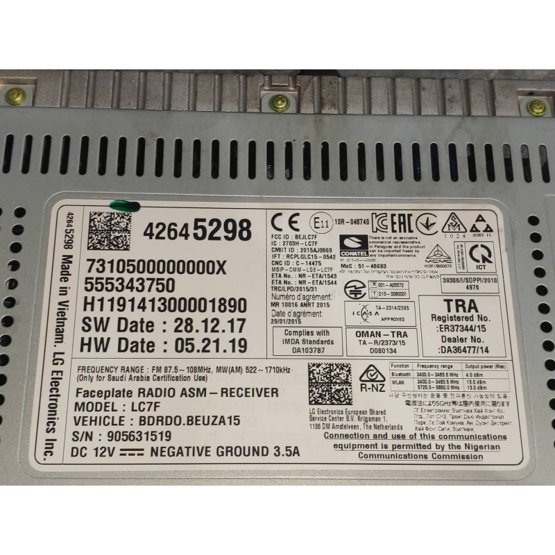 Recambio de sistema navegacion gps para opel corsa e design line referencia OEM IAM 42645298 555343750 