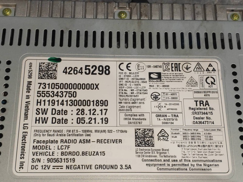 Recambio de sistema navegacion gps para opel corsa e design line referencia OEM IAM 42645298 555343750 