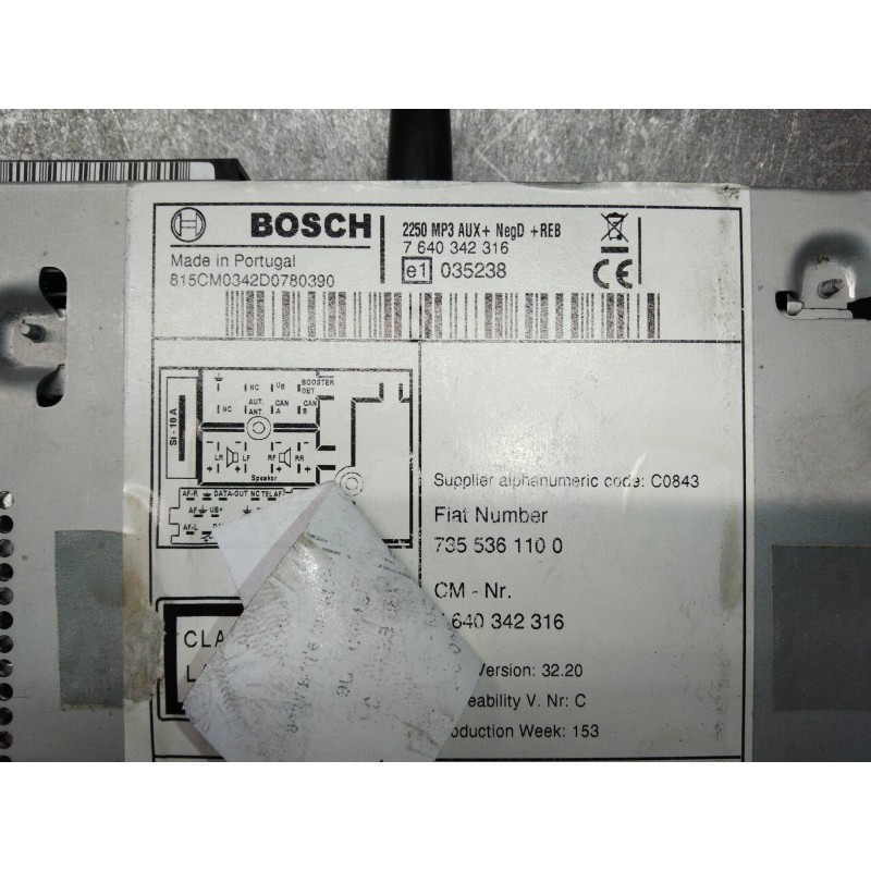 Recambio de sistema audio / radio cd para citroen nemo 1.3 hdi fap referencia OEM IAM 7640342316 7355361100 