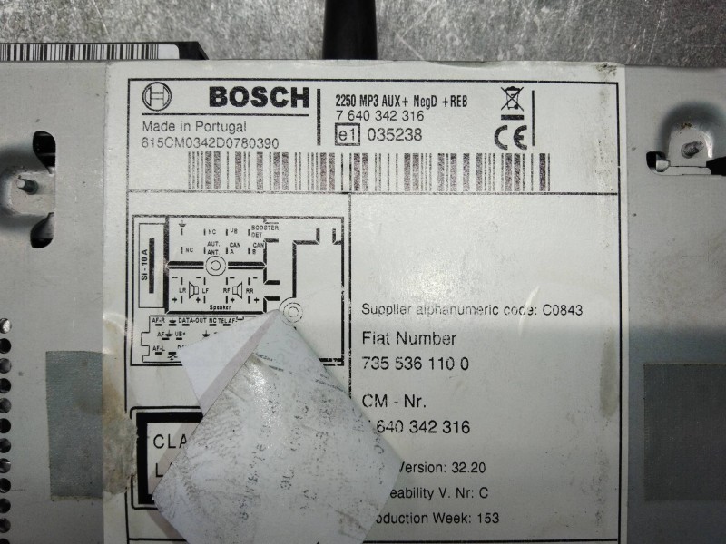 Recambio de sistema audio / radio cd para citroen nemo 1.3 hdi fap referencia OEM IAM 7640342316 7355361100 