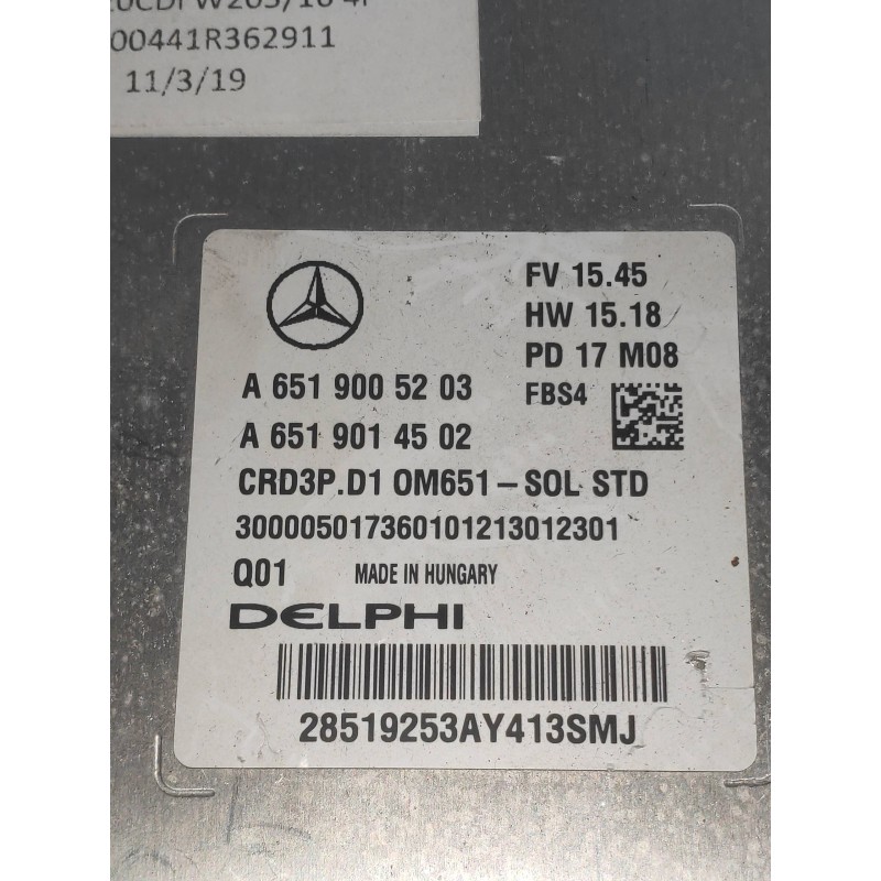Recambio de centralita motor uce para mercedes clase cla (w117) cla 180 cdi (117.312) referencia OEM IAM A6519005203 A6519014502 Recambio de centralita motor uce para mercedes clase cla (w117) cla 180 cdi (117.312) referencia OEM IAM A6519005203 A6519014502