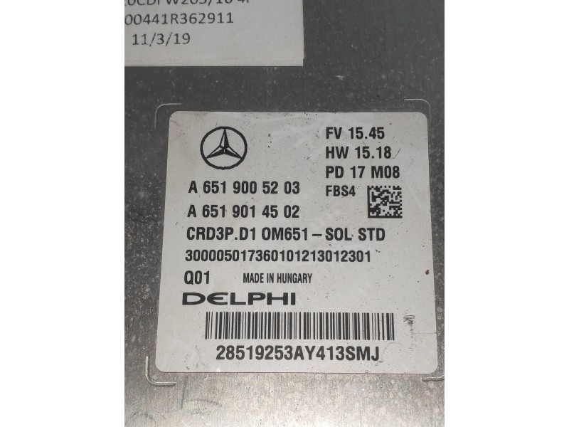 Recambio de centralita motor uce para mercedes clase cla (w117) cla 180 cdi (117.312) referencia OEM IAM A6519005203 A6519014502 Recambio de centralita motor uce para mercedes clase cla (w117) cla 180 cdi (117.312) referencia OEM IAM A6519005203 A6519014502