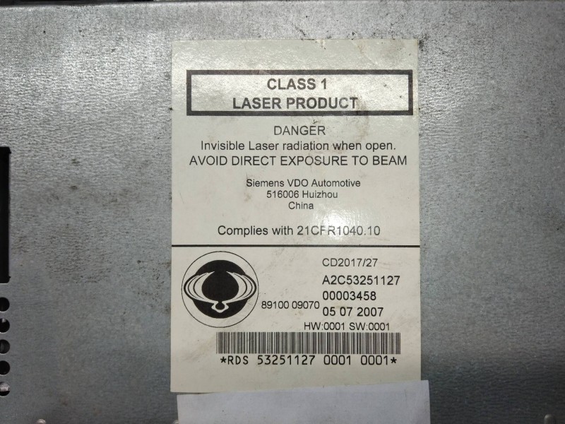 Recambio de sistema audio / radio cd para ssangyong actyon 2.0 td cat referencia OEM IAM 8910009070 A2C53251127 