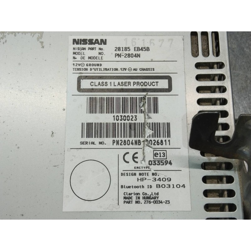 Recambio de sistema audio / radio cd para nissan navara pick-up (d40m) double cab le 4x4 referencia OEM IAM 28185EB45B  