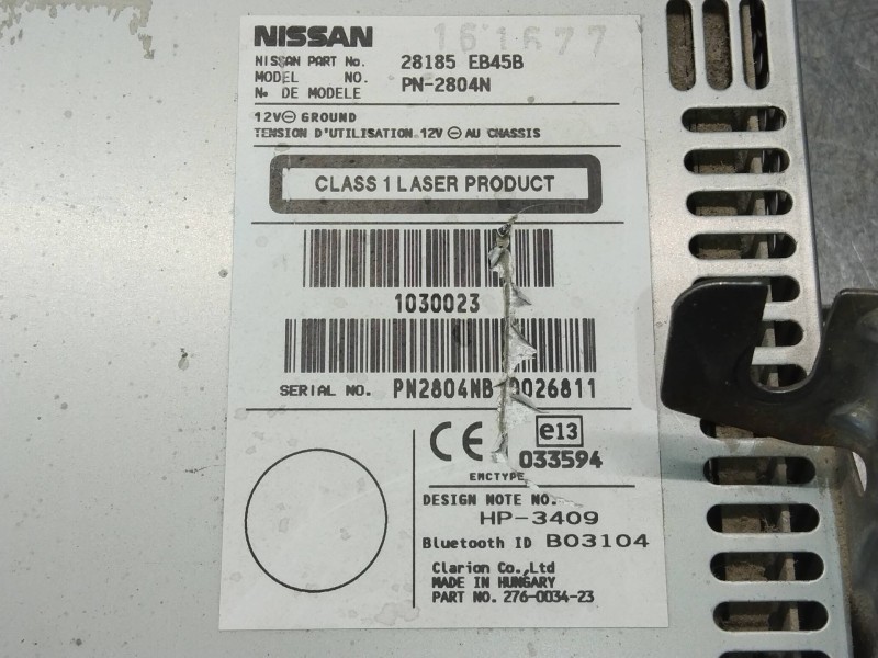 Recambio de sistema audio / radio cd para nissan navara pick-up (d40m) double cab le 4x4 referencia OEM IAM 28185EB45B  