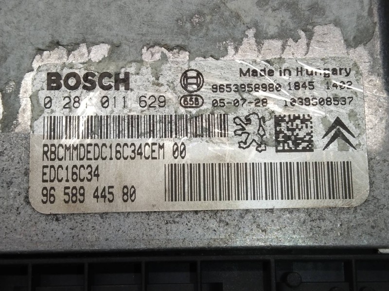 Recambio de centralita motor uce para citroen c4 berlina sx referencia OEM IAM 0281011629 9658944580 EDC16C34