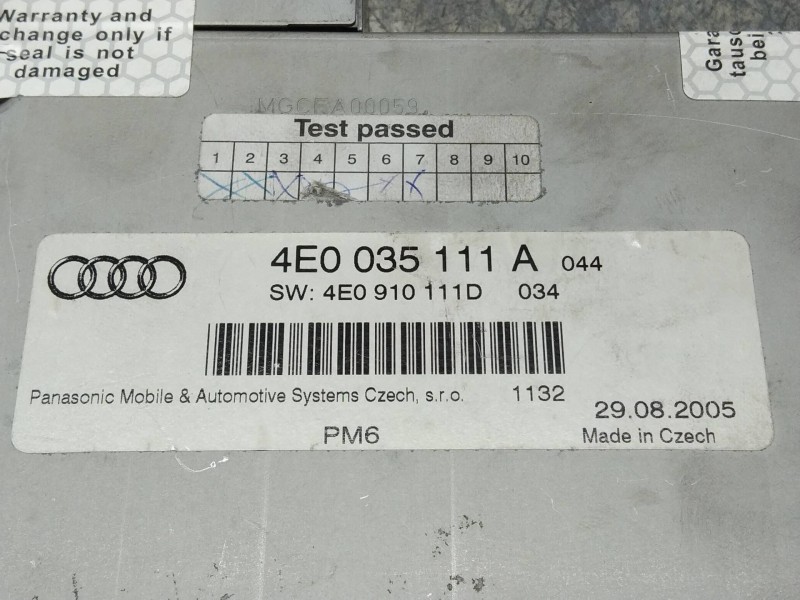 Recambio de modulo electronico para audi a8 (4e2) 4.2 quattro l referencia OEM IAM 4E0035111A  