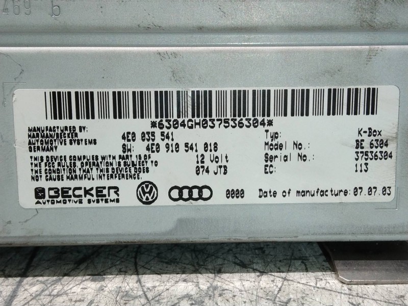 Recambio de modulo electronico para audi a8 (4e2) 4.2 quattro l referencia OEM IAM 4E0035541  