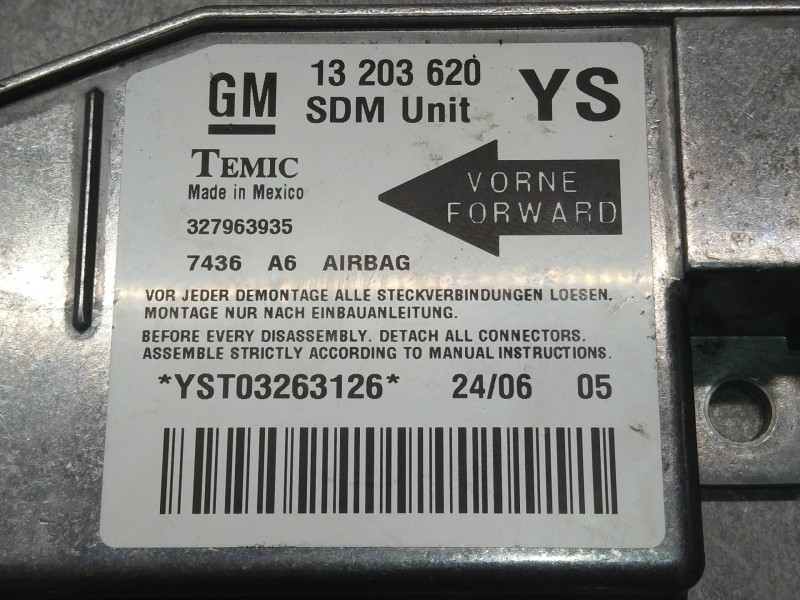 Recambio de centralita airbag para opel meriva cosmo referencia OEM IAM 327963935 13203620 