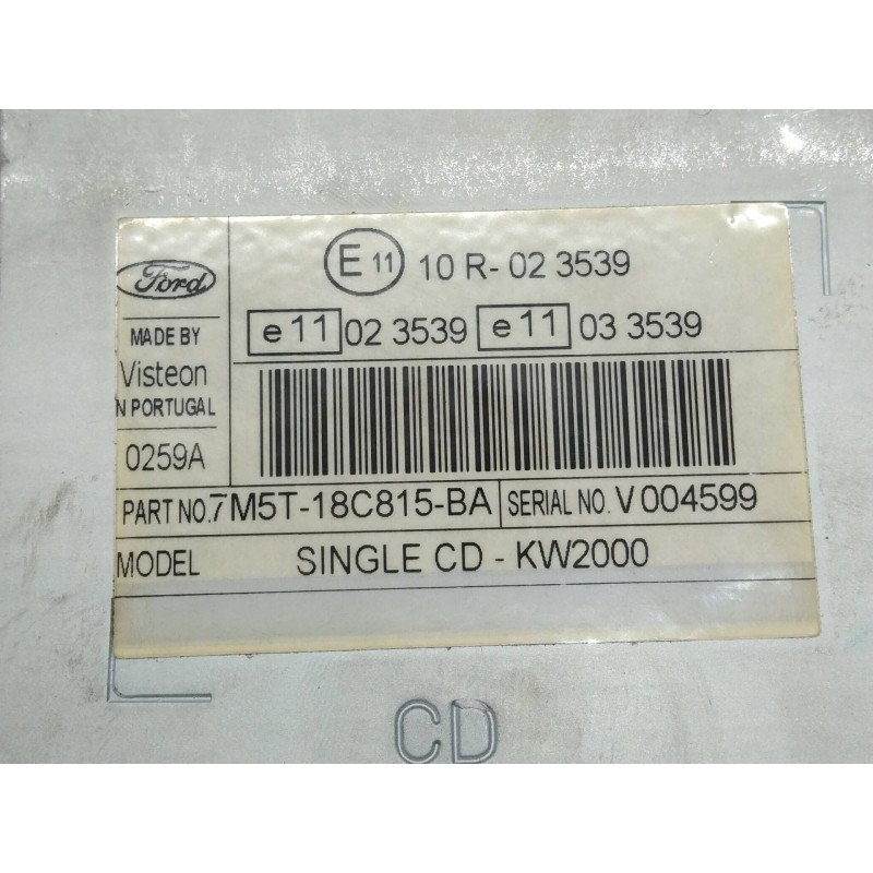 Recambio de sistema audio / radio cd para ford focus sportbreak (cap) trend referencia OEM IAM 7M5T18C815BA  