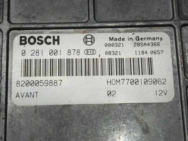 Recambio de centralita motor uce para renault kangoo (f/kc0) alize referencia OEM IAM 0281001878 8200059887 HOM7700109062