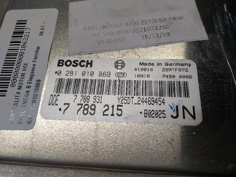 Recambio de centralita motor uce para opel omega b elegance familiar referencia OEM IAM 0281010869 7789215 B02025JN