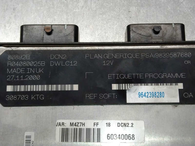 Recambio de centralita motor uce para peugeot partner (s1) combispace referencia OEM IAM R04080025B 9839587680 9642398280 80892B