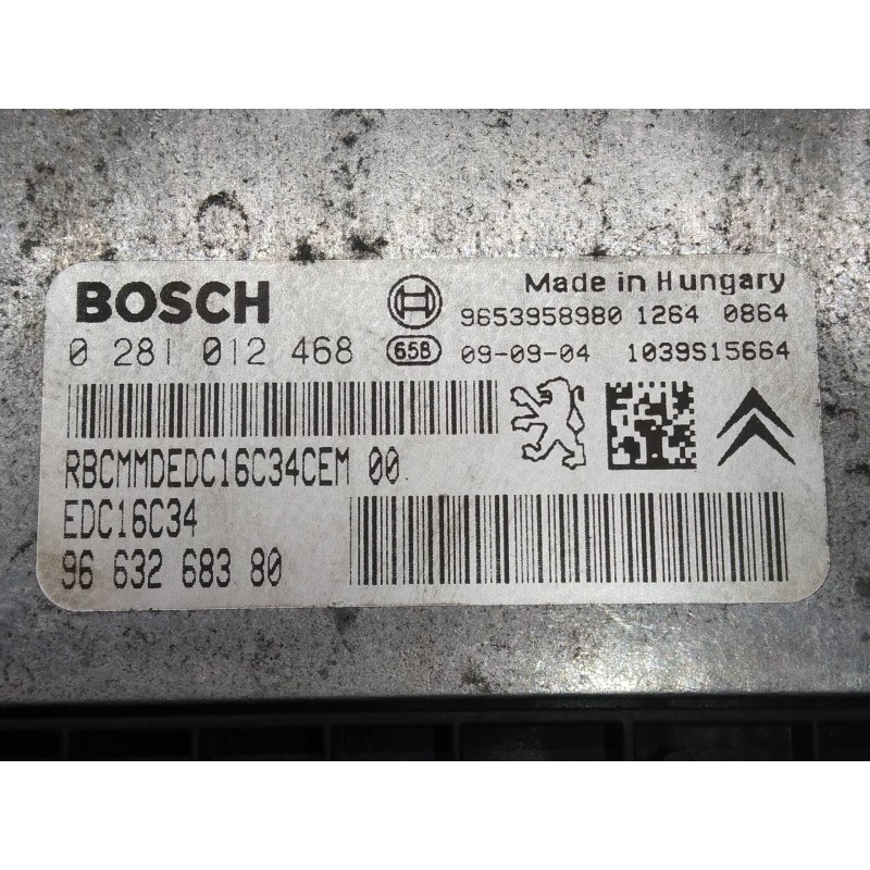 Recambio de centralita motor uce para citroen xsara picasso 1.6 hdi 90 exclusive referencia OEM IAM 0281012468 9663268380 EDC16C