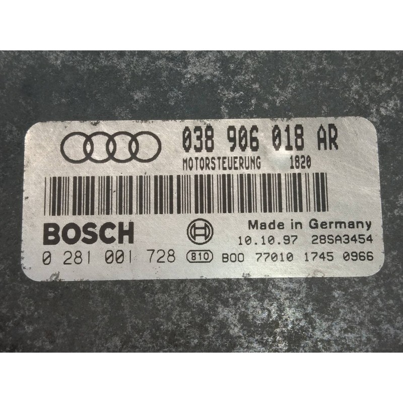 Recambio de centralita motor uce para audi a3 (8l) 1.9 tdi ambition referencia OEM IAM 0281001728 038906018AR 