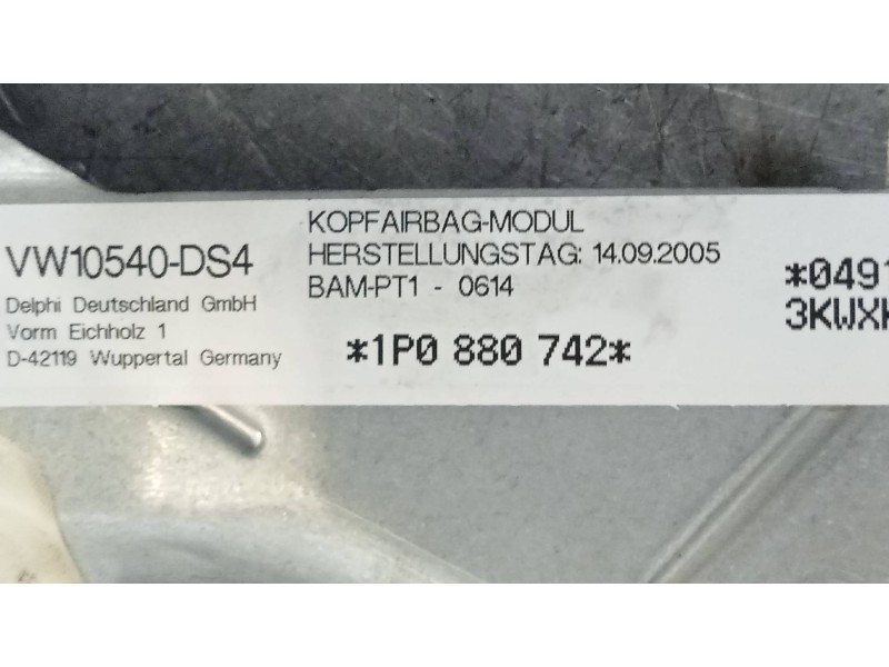 Recambio de airbag cortina delantero derecho para seat leon (1p1) reference referencia OEM IAM 1P08807742  