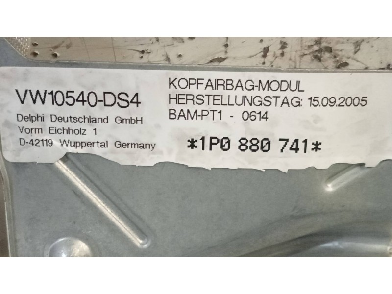 Recambio de airbag cortina delantero izquierdo para seat leon (1p1) reference referencia OEM IAM 1P0880741  