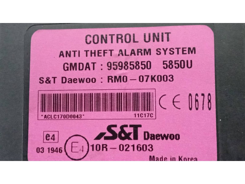 Recambio de modulo electronico para chevrolet spark ls referencia OEM IAM 95985850 RM007K003 