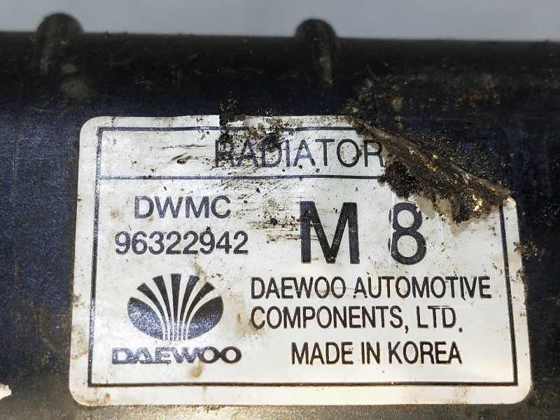 Recambio de radiador agua para chevrolet matiz 1.0 cat referencia OEM IAM 96322942  