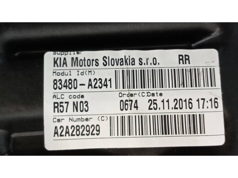 Recambio de elevalunas trasero derecho para kia cee´d x-tech referencia OEM IAM 83460A2010 83480A2341 