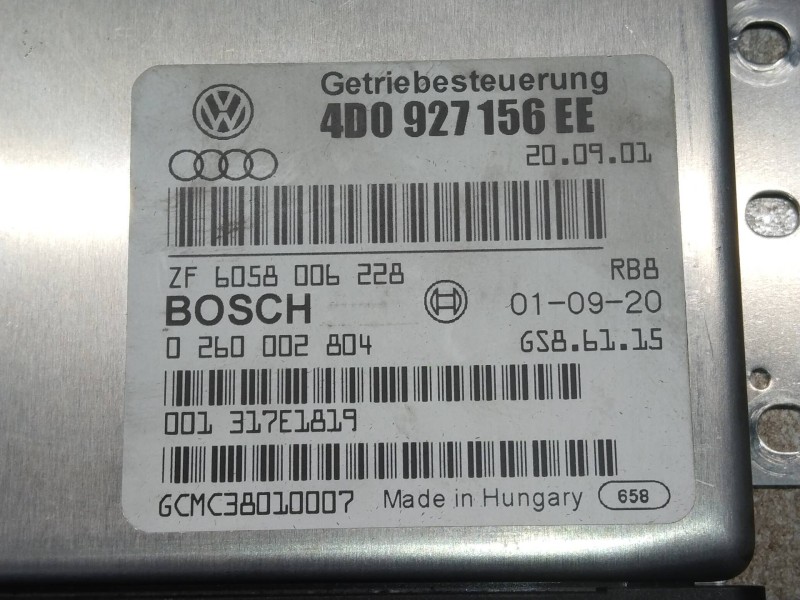 Recambio de centralita cambio automatico para audi a8 (d2) 2.5 tdi quattro referencia OEM IAM 0260002804 4D0927156EE 6058006228