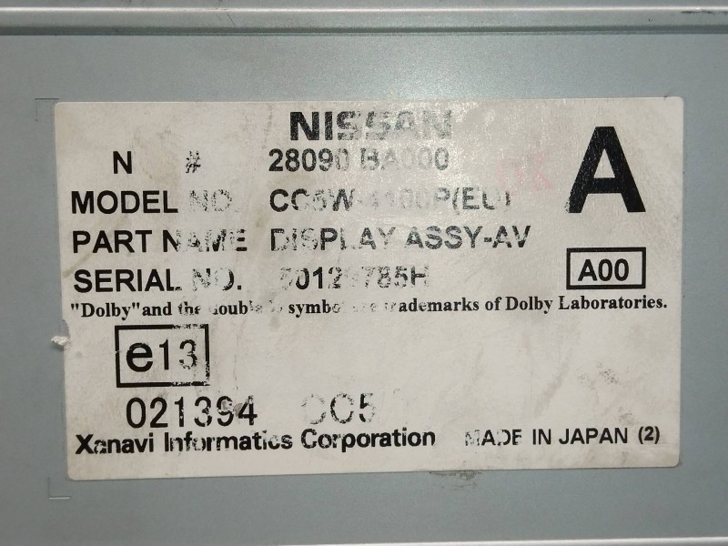 Recambio de pantalla multifuncion para nissan primera berlina (p12) acenta referencia OEM IAM 28090BA000 CC5W4100P 