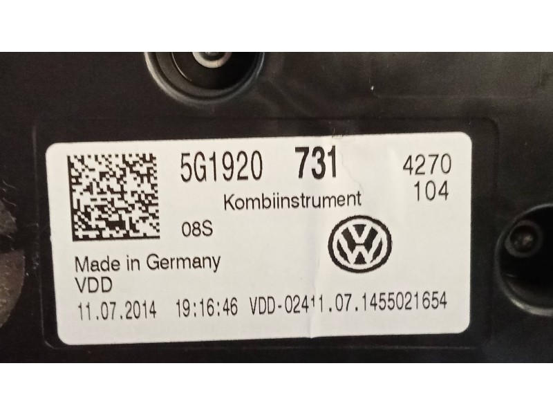 Recambio de cuadro instrumentos para volkswagen golf vii sportsvan 1.6 tdi referencia OEM IAM 5G1920731  