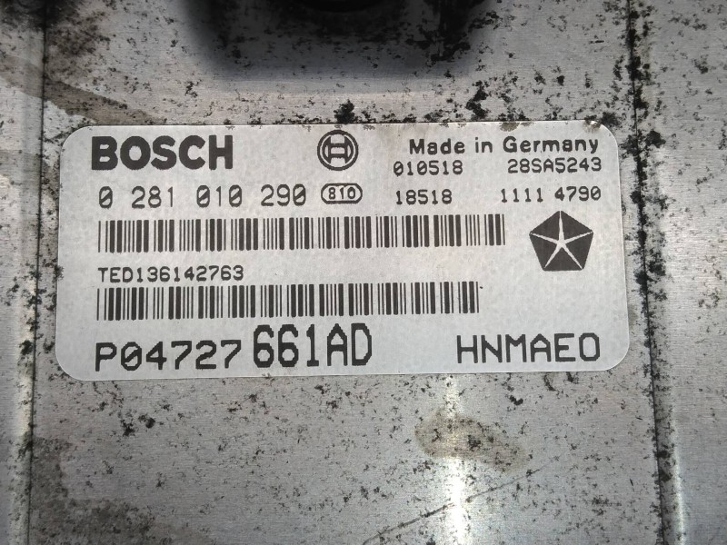 Recambio de centralita motor uce para chrysler voyager (rg) 2.5 crd lx referencia OEM IAM 0281010290 P04727661AD HNMAE0