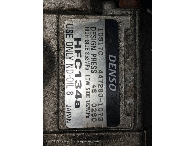 Recambio de compresor aire acondicionado para toyota land cruiser (j15) basis referencia OEM IAM 4472801073 10S17C 