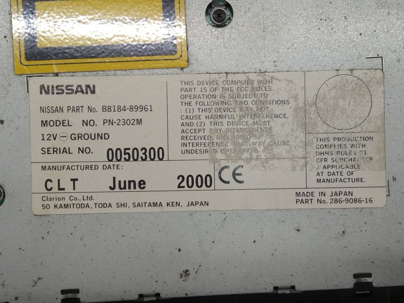 Recambio de sistema audio / radio cd para nissan almera (n16/e) luxury (a,i,e) referencia OEM IAM B818489961  