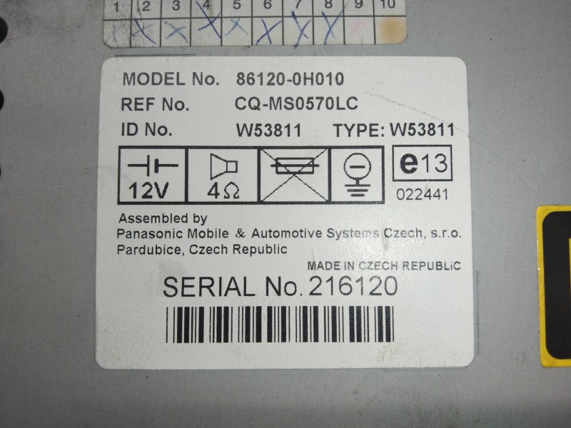 Recambio de sistema audio / radio cd para peugeot 107 básico referencia OEM IAM 861200H010  