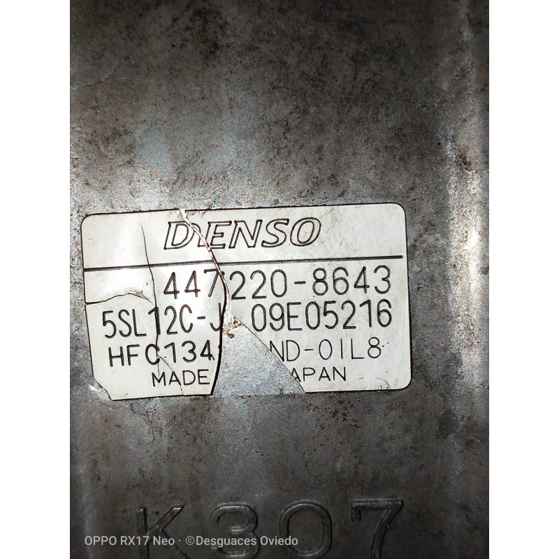 Recambio de compresor aire acondicionado para fiat stilo (192) 1.9 jtd 115 referencia OEM IAM 4472208643 5SL12CJ 