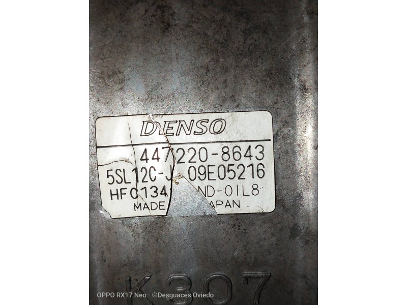 Recambio de compresor aire acondicionado para fiat stilo (192) 1.9 jtd 115 referencia OEM IAM 4472208643 5SL12CJ 