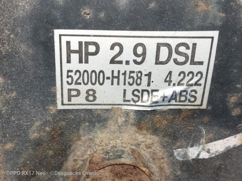 Recambio de puente trasero para hyundai terracan (hp) 2.9 crdi gls referencia OEM IAM   DISCO
