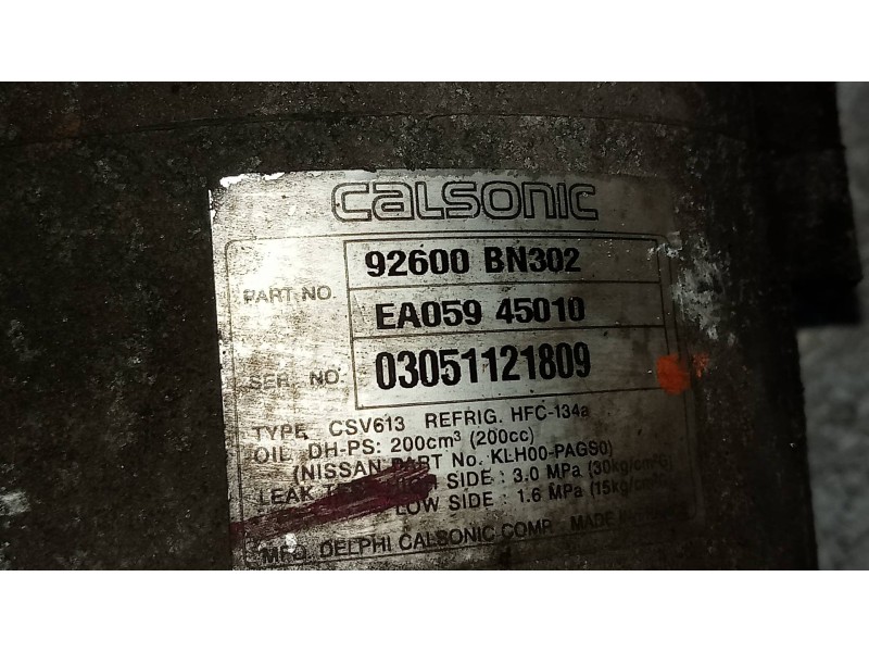 Recambio de compresor aire acondicionado para nissan almera (n16/e) comfort referencia OEM IAM 92600BN302 EA05945010 