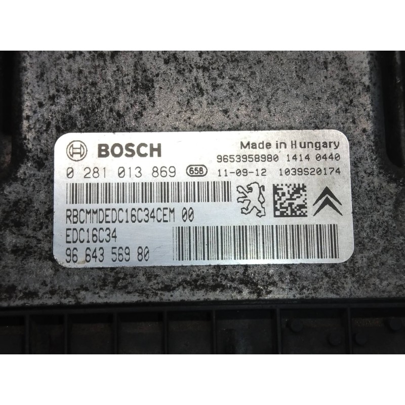 Recambio de centralita motor uce para citroen jumpy hdi 90 29 l1h1 furg. referencia OEM IAM 0281013869 9664356980 EDC16C34