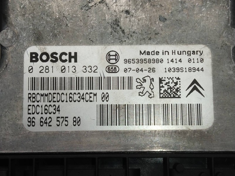 Recambio de centralita motor uce para citroen c5 berlina attraction referencia OEM IAM 0281013332 9664257580 EDC16C34