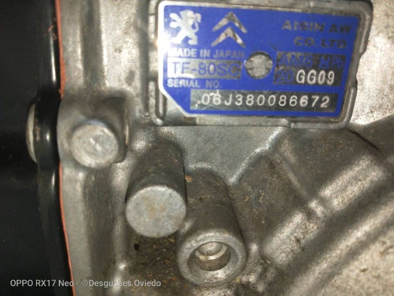 Recambio de caja cambios para citroen c6 pallas referencia OEM IAM 20GG09 TF80SC AM6 06J380086672