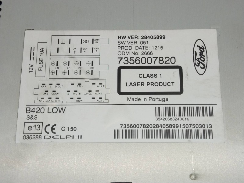 Recambio de sistema audio / radio cd para ford ka (ccu) titanium referencia OEM IAM 7356007820  