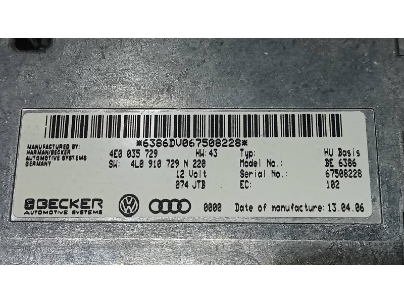 Recambio de modulo electronico para audi q7 (4l) 3.0 tdi referencia OEM IAM 4E0035729 4L0910729N 