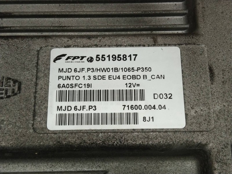 Recambio de centralita motor uce para fiat punto berlina (188) 1.3 jtd 70 multijet active referencia OEM IAM 55195817 MJD6JFP3 