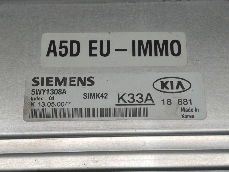 Recambio de centralita motor uce para kia rio ls berlina (5-ptas.) referencia OEM IAM 5WY1308A K33A 1881 SIMK42