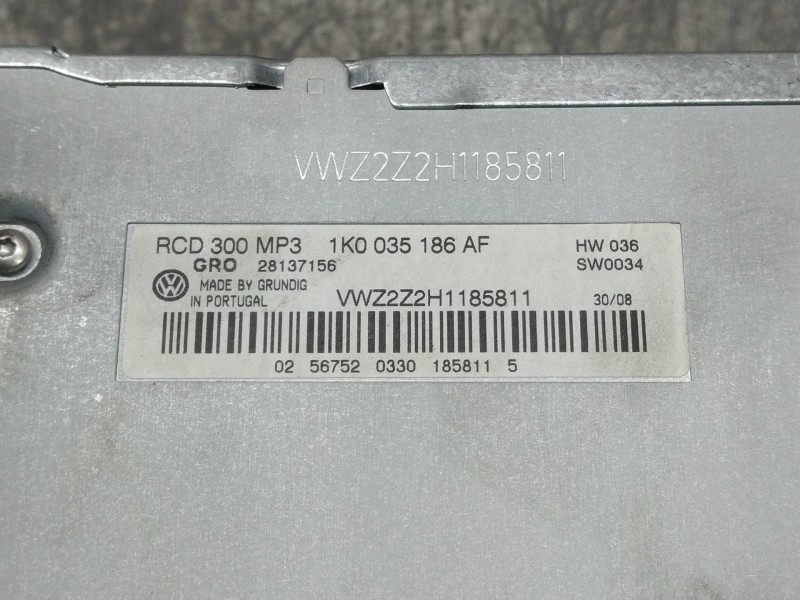 Recambio de sistema audio / radio cd para volkswagen caddy ka/kb (2k) furg. referencia OEM IAM 1K0035186AF   Recambio de sistema audio / radio cd para volkswagen caddy ka/kb (2k) furg. referencia OEM IAM 1K0035186AF