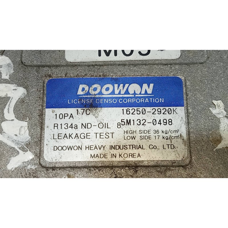 Recambio de compresor aire acondicionado para kia sportage ex referencia OEM IAM 162502920K  